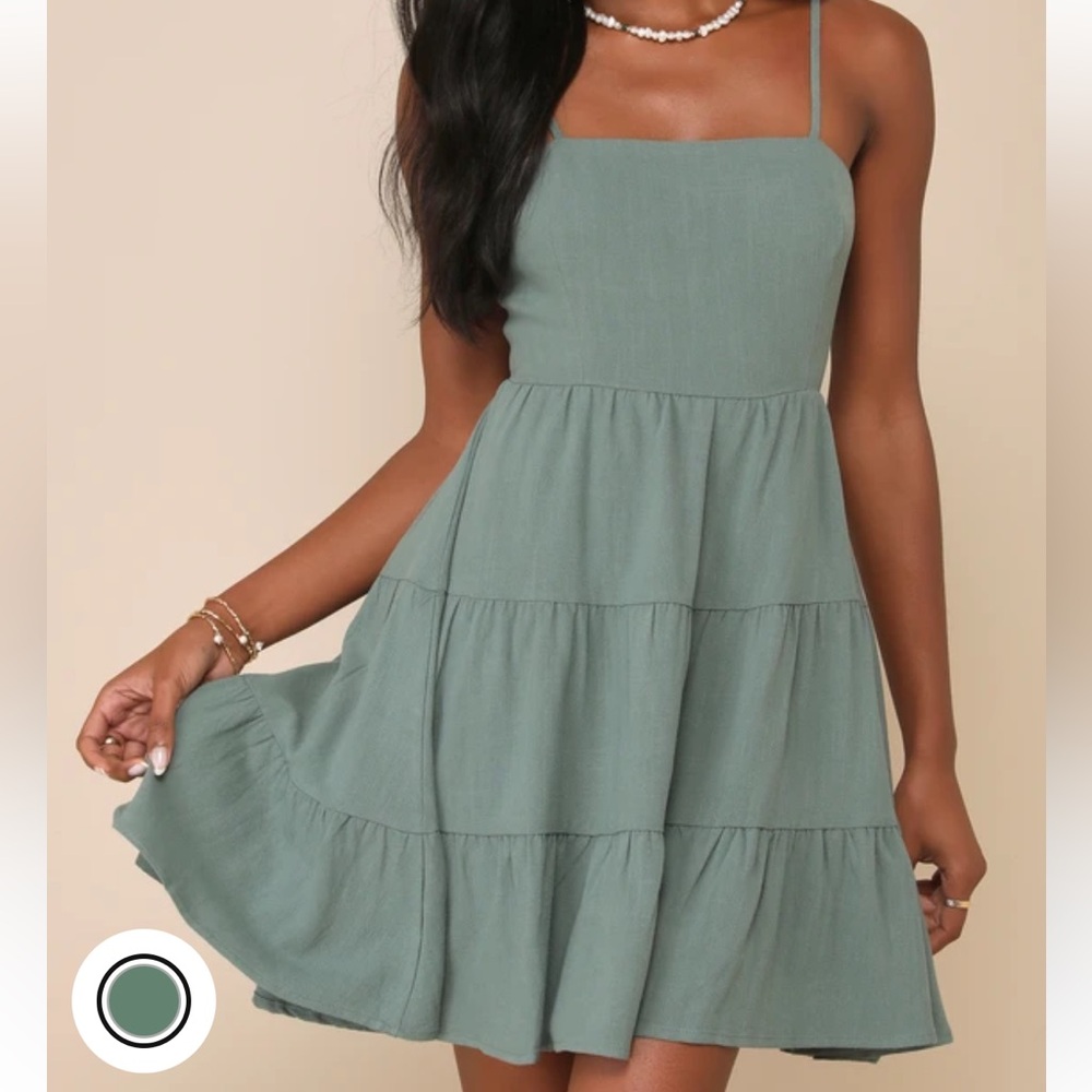Lulu's Green Tiered Mini Dress